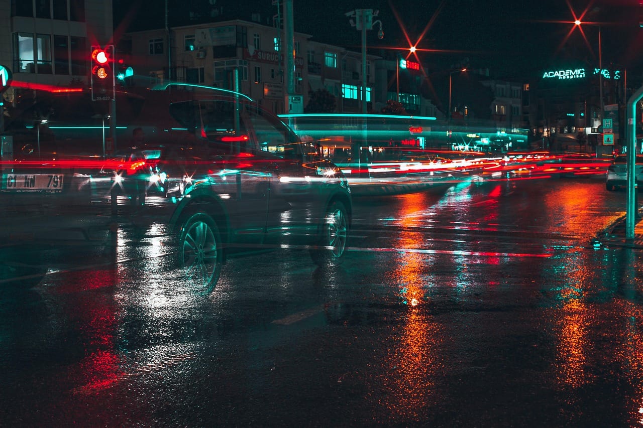 Wet streets double every light in the city.