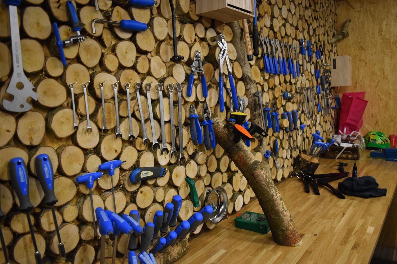 Mara's tool wall: every chisel has a place and a name.