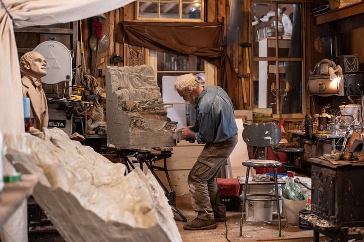 Inside the studio of a stone carver